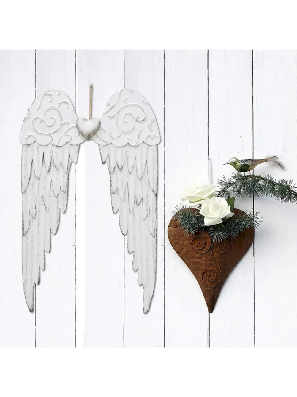 Vintage Angel Wings Wall Art - Antique Metal Decor for Home, Bedroom & Living